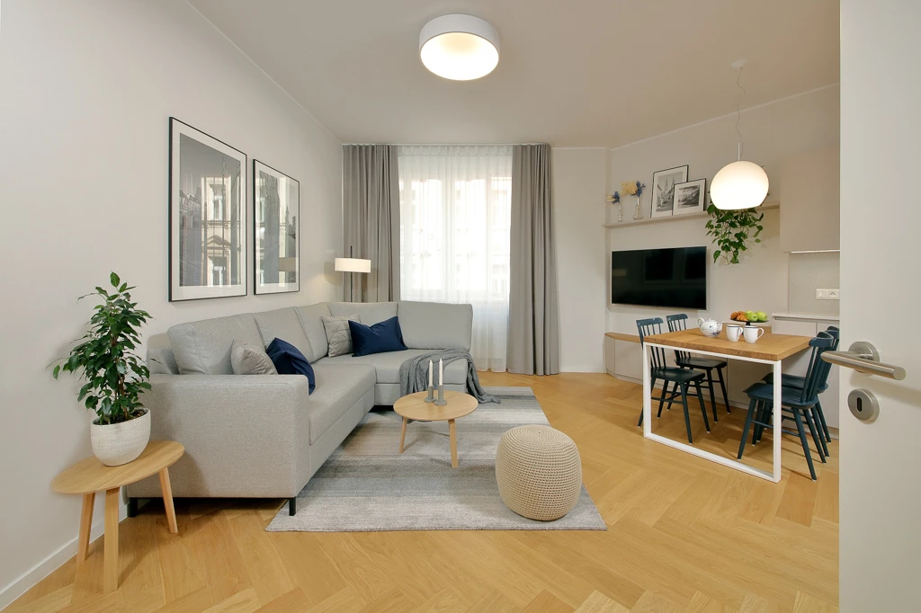 Jak zařídit malý obývací pokoj s kuchyní/ Interiérový designer Praha Olina Puchalová Delicato Design