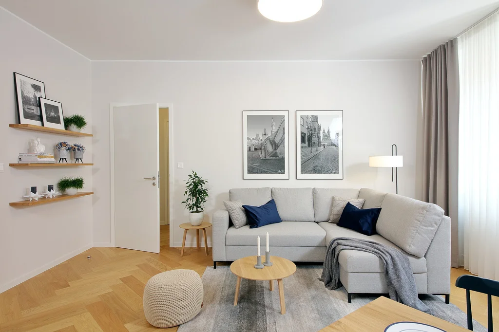 Modern light and airy living room/ Interior designer Prague Olina Puchalova