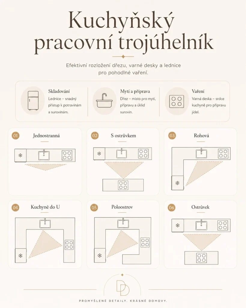 Pracovní trojúhelník v kuchyni / Interiérový design Praha Olina Puchalová, Delicato Design